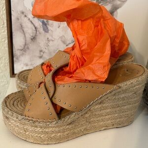 Marc Fisher Tan Wedge Sandals